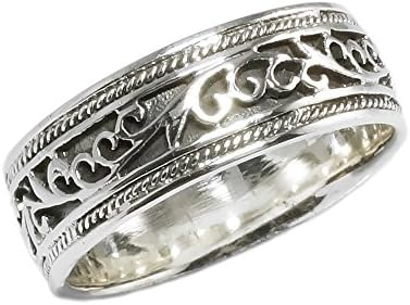 Sterling Silver Antique Style Wedding Band Ring Size 11