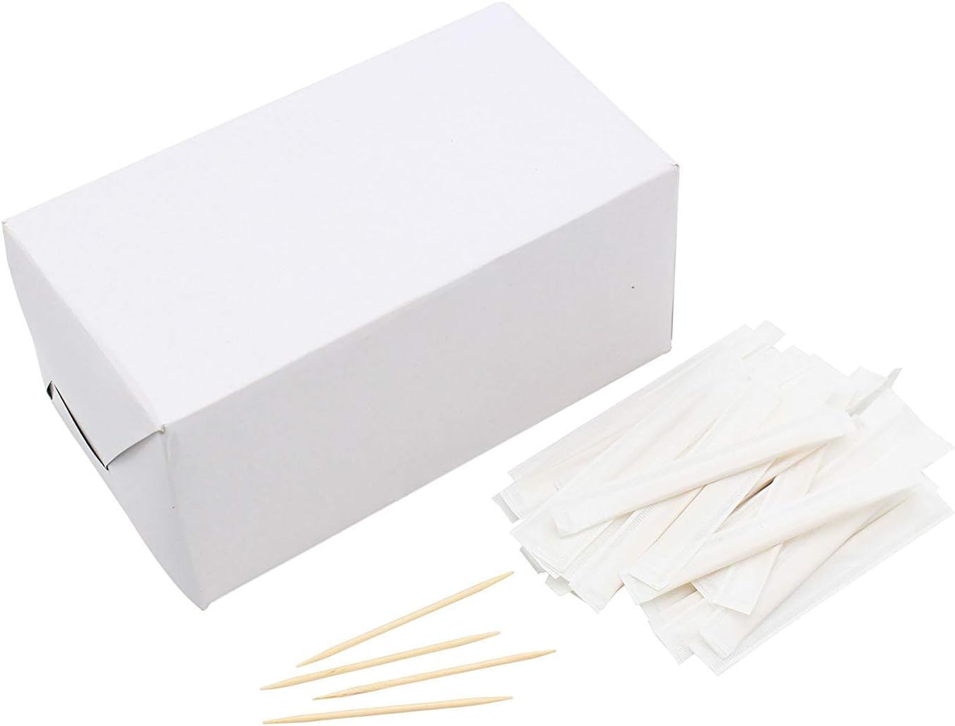 White Birch Wood Toothpicks - 100% Natural, Individually Sanitary Wrapped, Pack Of 500