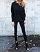 ABD Women's Off Shoulder Bat Wings Loose Pullover Sweater Knit Jumper Black, Large