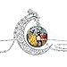 Womens Fairy Tale Princess Belle Enchanted Rose Moon Necklace Chain Jewelry (Prince & Princess)