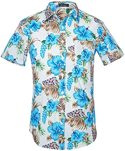 Hawaiian Shirt Men's Shirts Flower Casual Button Down Short Sleeve Aloha Shirts Beach Shirt Vintage Button Tee