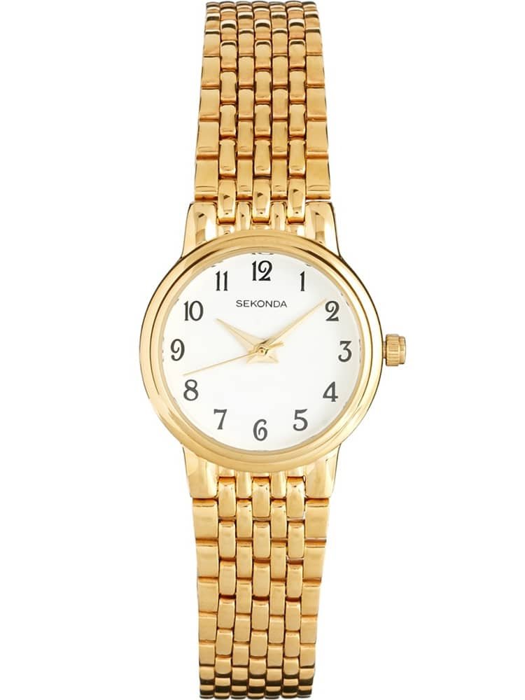 Sekonda Women's Quartz Watch with White Dial Analogue Display and Gold Stainless Steel Bracelet 4090.27