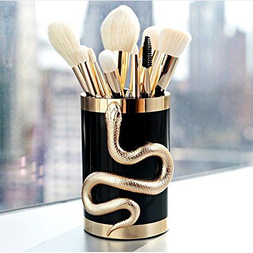 Coshine 10pcs 3D Unique Gold Snake Totem Series Makeup Brushes Set Professional Makeup Artist Tools with Cosmetic Brush Holder Case (brush holder)