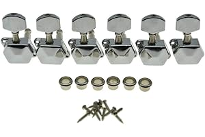 KAISH 6 Inline Semi-Closed Guitar Tuning Keys Pegs Guitar Tuners Machine Heads for Electric Guitars Chrome