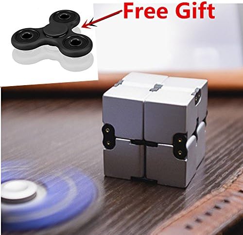 Aluminum Alloy Infinity Cube EDC Decompression Magic Square Infinite Flip Rubik's Cube Perfect For ADD ADHD Office/Study Relax toys Gift for Anxiety Relief and Autism Adult and Kids(Silver)