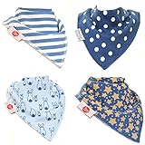 Zippy Fun Baby Bandana Drool Bibs (4 Pack Gift Set) Stylish Blues
