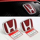 3PCS JDM RED FRONT REAR STEERING EMBLEM BADGE FOR HONDA CIVIC SEDAN 2016 - 2018