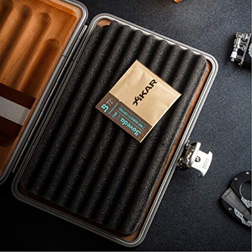 LHFJ Cigar Humidor Cedar Wooden Aluminum-Magnesium Alloy Cigar Box Mini Portable Cigar Organiser Travel,Business Trip - Thumbnail 3