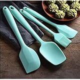 Damast 4 Pack Silicone Spatula Set, Non-Stick Heat-Resistant Rubber Spatula (BlueTeal/Aqua Sky