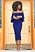Corala Women Off Shoulder Ruffle Long Sleeve Bodycon Party Midi Dress,Blue,Large
