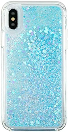 Momo Case iPhone Xs MAX, XS, X - Case - Waterfall - Cascading Liquid Glitter - Protective Design - Apple iPhone 10 (Blue Heart, iPhone Xs MAX)