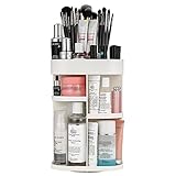 Jerrybox 360 Degree Rotation Makeup Organizer Adjustable Multi-Function Cosmetic Storage Box, Large Capacity, Fits Toner, Creams, Makeup Brushes, Lipsticks and More