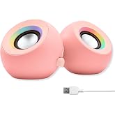 X9 Performance Pink Computer Speakers for Desktop PC with RGB Lighting, Bluetooth, USB, and AUX - Triple Mode Connection, Dual 2.25" Drivers for Work and Play, Bluetooth Desktop Speakers for PC - Pink