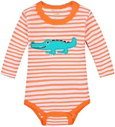 Yanzi6 Unisex-baby Newborn Cotton Long-sleeve Romper Bodysuits (18-24 Months, Orange-Crocodile)