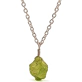 Natural Raw Peridot Crystals Pendant Necklace, Rough Gemstone, Energy Healing Crystals, Birthday, Gift for Her, Gemstone Jewelry 18 inch AAA+ Quality (peridot)