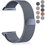 Maledan Metal Bands Compatible with Fitbit Ionic, Stainless Steel Milanese Loop Replacement Accessories Bracelet Strap with Magnet Closure for Fitbit Ionic Smart Watch, Charcoal, Large