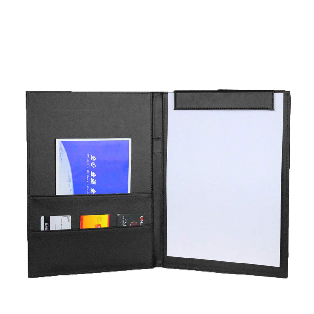 Leather A4 Portfolio Clipboard with Conference Folder, Professional Presentation Book, Writing Signature Pad, Paperwork Organiser, Multiple Bills Holder Pockets for Business Office