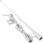 UAYESOK VHF Marine Base Antenna 48 Inch Fiberglass Boat Antenna | Waterproof, 7m RG-58U Cable, Adjustable Ratchet Fixed Mount