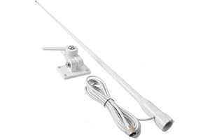 UAYESOK VHF Marine Base Antenna 48 Inch Fiberglass Waterproof Boat Antenna W/7m RG-58U Cable Adjustable Ratchet Fixed Mount