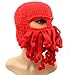 GIANCOMICS Funny Tentacle Octopus Beanie Crochet Knit Beard Hat Fisher Cap Wind Ski Mask Red