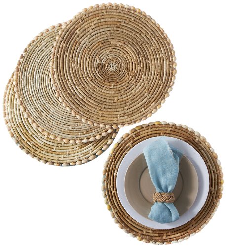 Two's Company Pandan and Seashells Placemats, Set of 4
