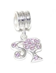 Jewelry: Pro Jewelry 925 Solid Sterling Silver Dangling Pink Crystal Girls Head Silhouette Charm Bead - Fits PANDORA Charm Bracelet