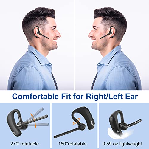 Bluetooth Headphones with CVC8.0 Dual Microphone Noise Cancellation, Pinganillo V5.0 Wireless Bluetooth Headset for Mobile iPhone Samsung Driving Office Business, Clear Chat