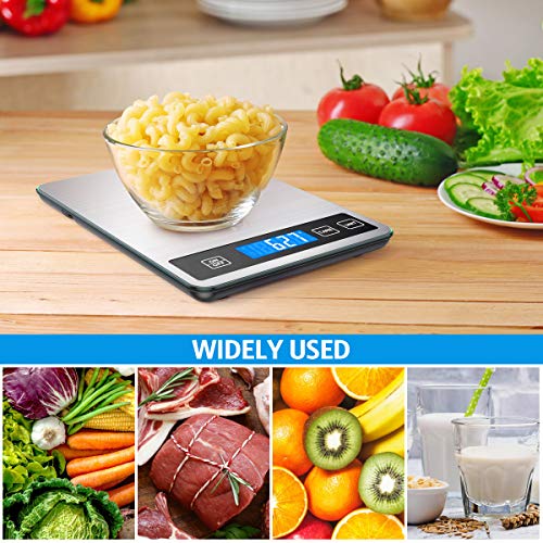 Brifit Digitale Küchenwaage 15kg/1g - Abnehmbares Display, USB-C, Edelstahl, Für Kochen, Backen Und Diät