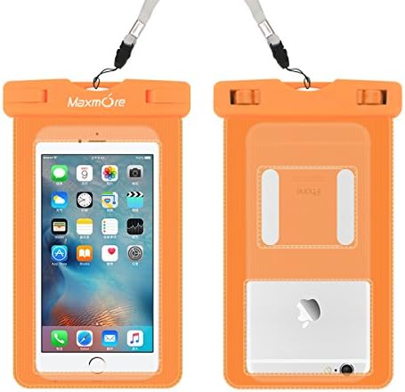 Maxmore Universal Smartphone Waterproof Carrying Dry Bag Dust Dirt Snow Resist Cellphone Case Pounch for Apple Iphone Samsung HTC Sony Nokia Motorola Blackberry or Device Up to 6.0" Diagonal(Orange)