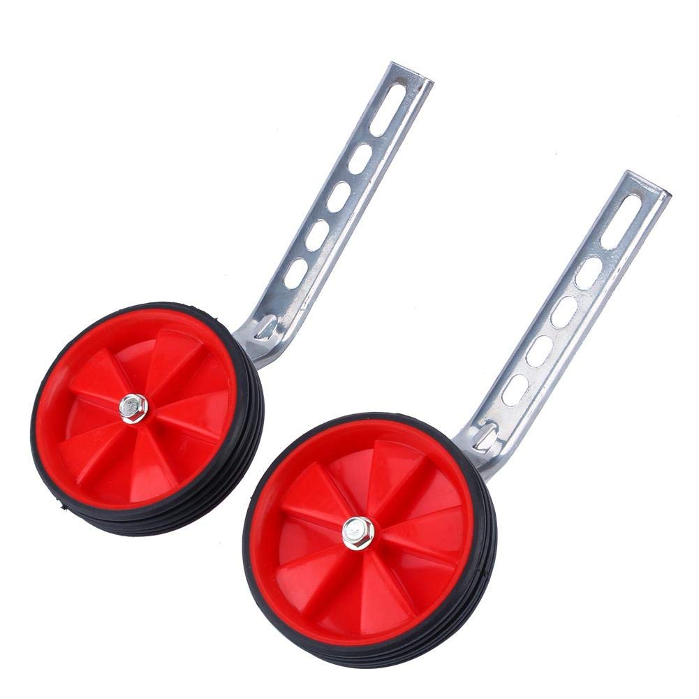 Kids Bike Stabilisers, Adjustable Height Bicycle Training Side Wheels, Bicycle Stabiliser Wheels Set, Universal 12-20 Inch Bike Support Side Wheels with Bracket Red