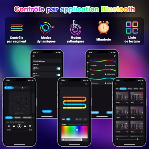 Lichaser 12 V IP67 LED Strip Lights for RGB+IC Camping Car with App and Remote Control, Suitable for Indoor and Outdoor Lighting of Camper Caravans (10 m)