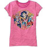 Girls' DC Comics Strong Ladies Short Sleeve Crew Neck Graphic T-Shirt (Small (6-6X)) ,Pink
