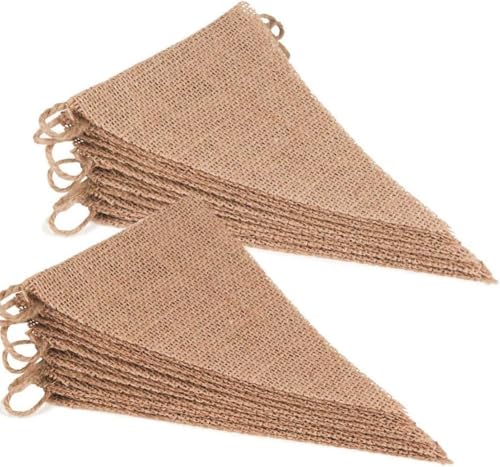 Dahi Jute Bunting, 15 Metres/48 Pieces Triangle Flags, Jute Bunting, Vintage Banner, Indoor and Outdoor Decoration – Brown