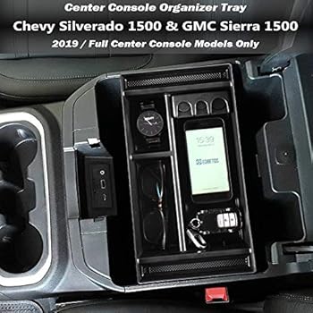 EDBETOS Center Console Organizer Tray for 2019 Chevy Silverado 1500/GMC Sierra 1500 and 2020 Chevy Silverado/GMC Sierra 1500/2500/3500 HD Armrest Storage Secondary Box -Full Center Console Models Only