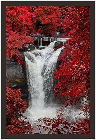 Mad Masters Waterfall Scenery Framed Photo, Wall Hanging Home Decor Painting for Living Room & Bedroom Decoration (18 x 12 Inch,Paper)