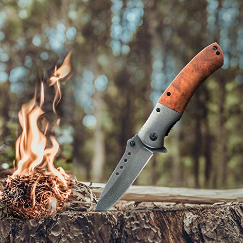 Unilove Pocket Knife Folding Knife Tactical Knife with Sheath Folding Pocket Knife with Case for Camping Hunting Survival and Outdoor - Thumbnail 2
