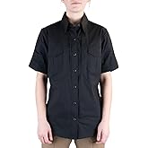 LA Police Gear Women's Short Sleeve Battle Rattle Stretch Field Shirt, Tactical Button Up Ripstop Uniform Shirt for Women