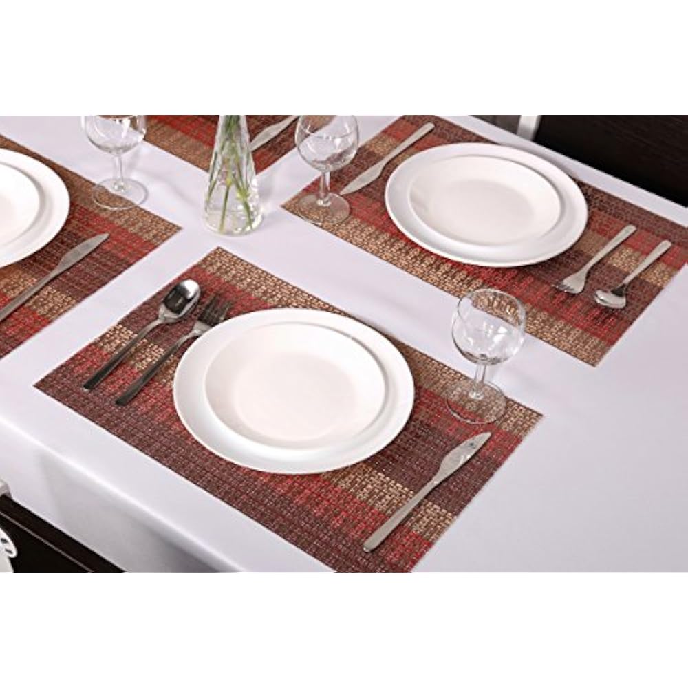 Place Mats Placemats Set Of 6,Red Vinyl For Dining Table,Home,Kitchen