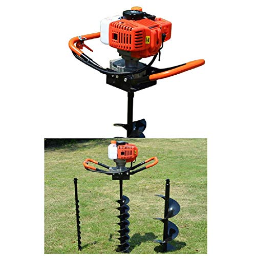 52cc Gas Powered Post Hole Digger with Three Earth Auger Drill 4"/6"/8" Bits Single Cylinder 2-stroke