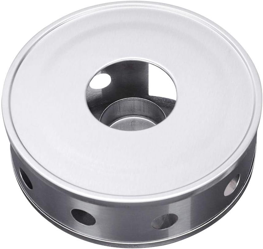 Stainless Steel Teapot Warmer Base with Hollow Tealight Candle Holder Tea Milk Coffee Heating Food Warmer Stove Camping Household