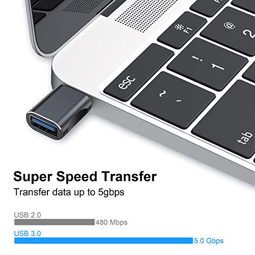 Type-C to USB adapter, USB C to USB 3.0 adapter, aluminum alloy Type C adapter, supports up to 5G data transmission, suitable for MacBook Air 2020, MacBook Pro 2020, iMac 2021, iPad Pro 2021
