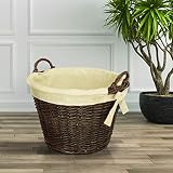 De Vielle Natural Wicker Log Basket Round Fireside Fireplace Holder Canvas Liner view 3