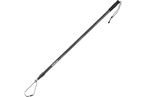 KOMCLUB Telescopic Fishing Gaff with Super Sharp Spear Hook Lightweight Hand Fish Gaff with Soft Rubber Nonslip Handle and Lanyard for Freshwater Offshore Fishing Boating and Outdoors