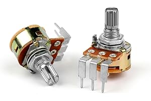 ELCOKITEX 8Pcs B500K Linear Taper Rotary Potentiometer 15mm Knurled Shaft 3 Long Right Angled Pin Speed Regulator with Switch for Lamp Dimming Resistor Adjustable DIY Experiments