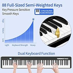 TERENCE Folding Piano Keyboard, 88 Keys Full Size