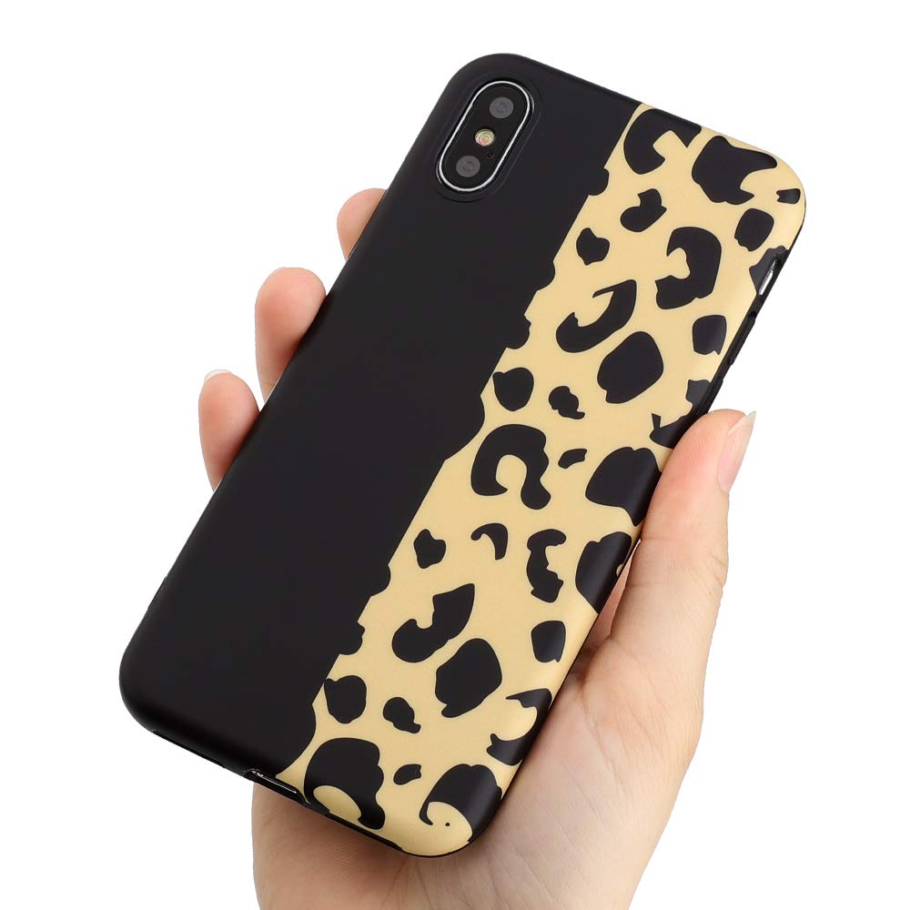 Bicolour funda one side black one yellow leopard Xr iphone