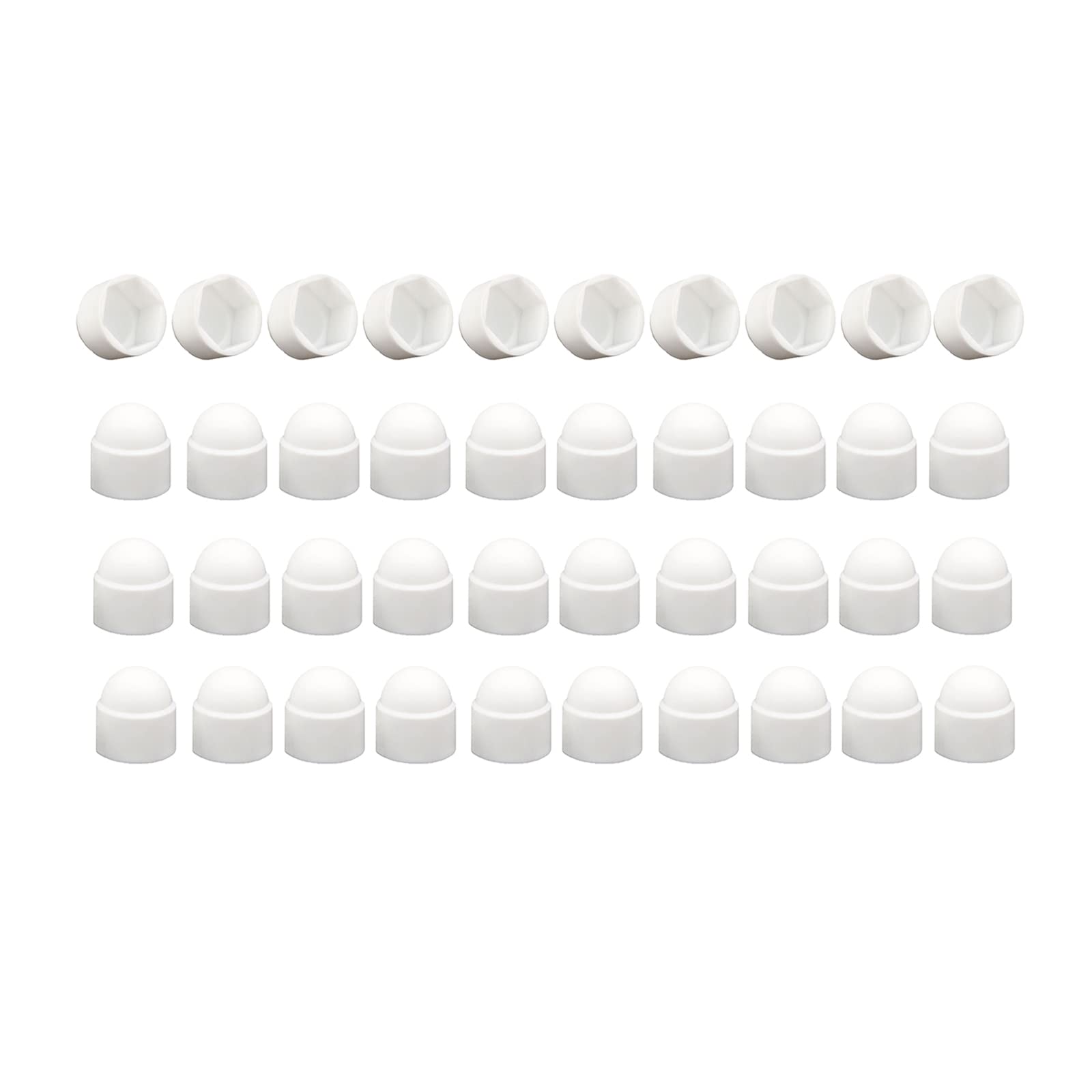 M12 x 19mm Plastic Nut and Bolt Protection Dome Cover, White Hex Nut Protective Caps Cover, No Thread, 40 PCS