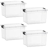 Superio Clear Storage Boxes with Lids, 49 Quart Plastic Container Bins for Organizing, Stackable Crates, BPA Free, Non Toxic,