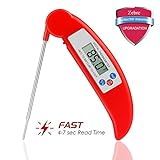 Meat Thermometer,Zebre Instant Read Super Fast Accurate Digital Electronic Food Cooking Thermometer with Collapsible Internal Probe,Best for Kitchen,Grill,BBQ,Milk,and Bath Water (Red)