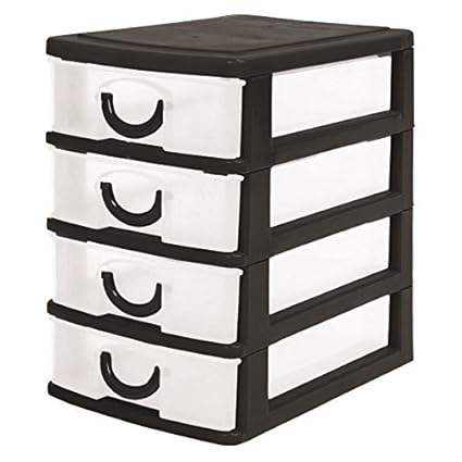 4 Drawer Mini Storage Unit Assorted 3 Colour Desk Top Small